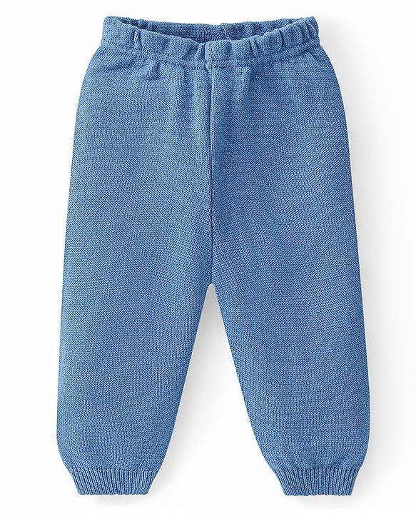 Babyhug Knit Full Sleeves All Over Design Sweater & Pant Set - Blue