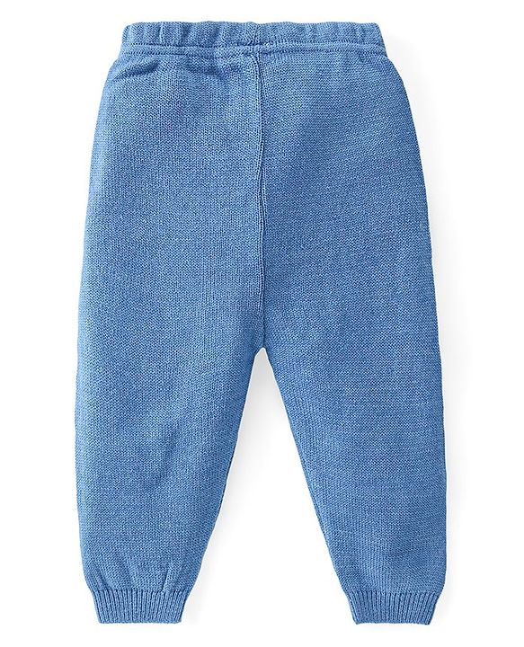 Babyhug Knit Full Sleeves All Over Design Sweater & Pant Set - Blue