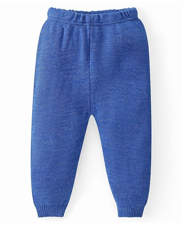 Babyhug Knit Full Sleeves Striped Sweater & Pant Set - Blue