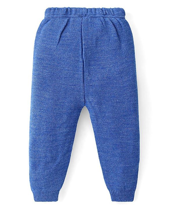 Babyhug Knit Full Sleeves Striped Sweater & Pant Set - Blue