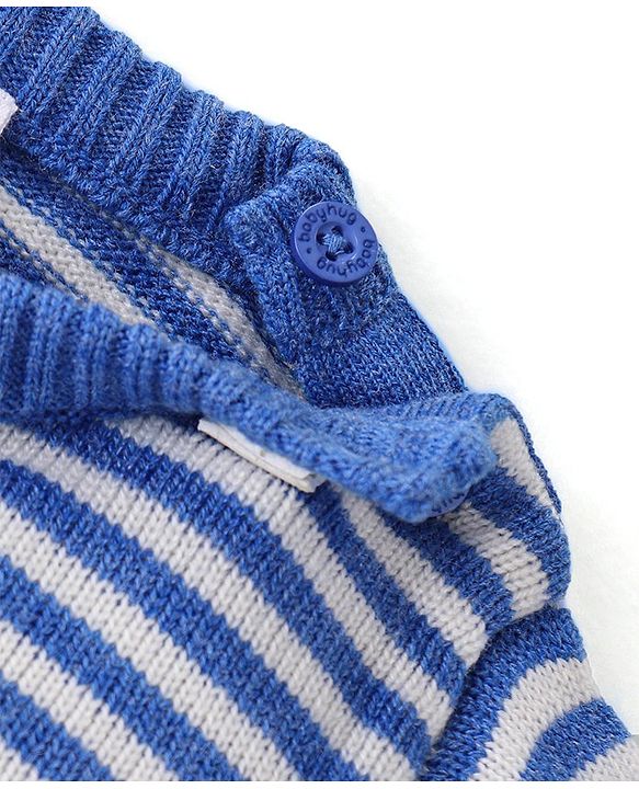 Babyhug Knit Full Sleeves Striped Sweater & Pant Set - Blue