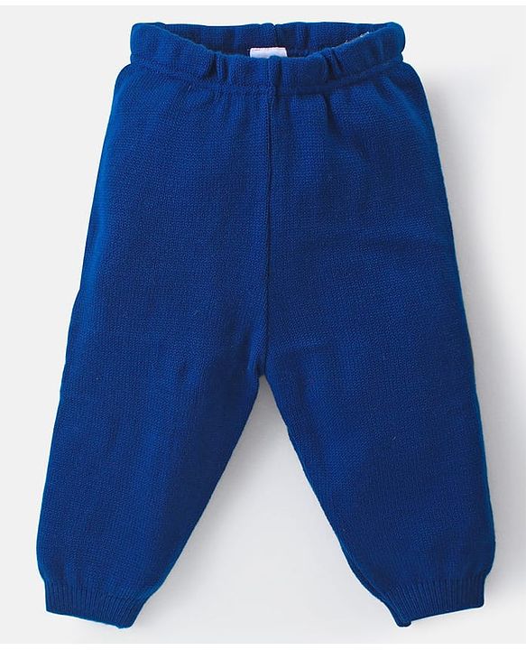 Babyhug Knitted Full Sleeves Colourblock Sweater Set  - Blue White & Green