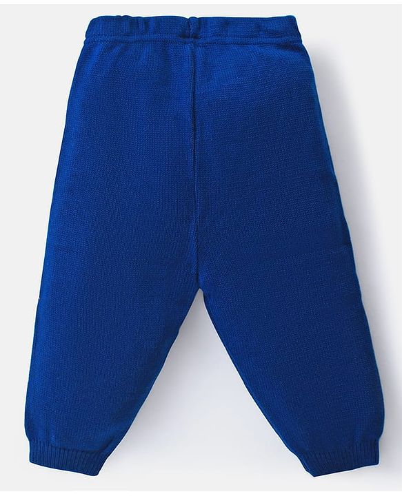 Babyhug Knitted Full Sleeves Colourblock Sweater Set  - Blue White & Green