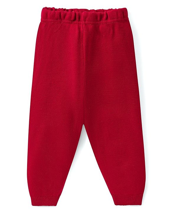 Babyhug Knit Full Sleeves Pull Over Sweater Set with Snowflakes Design - Red