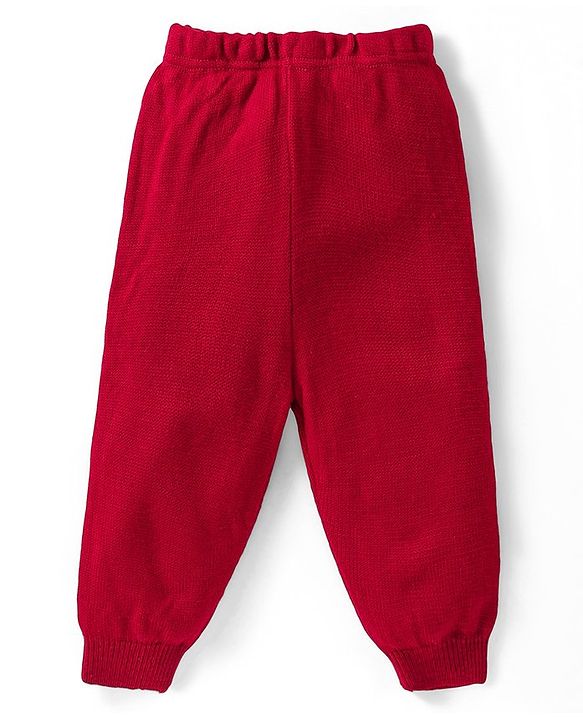 Babyhug Knit Full Sleeves Pull Over Sweater Set with Snowflakes Design - Red