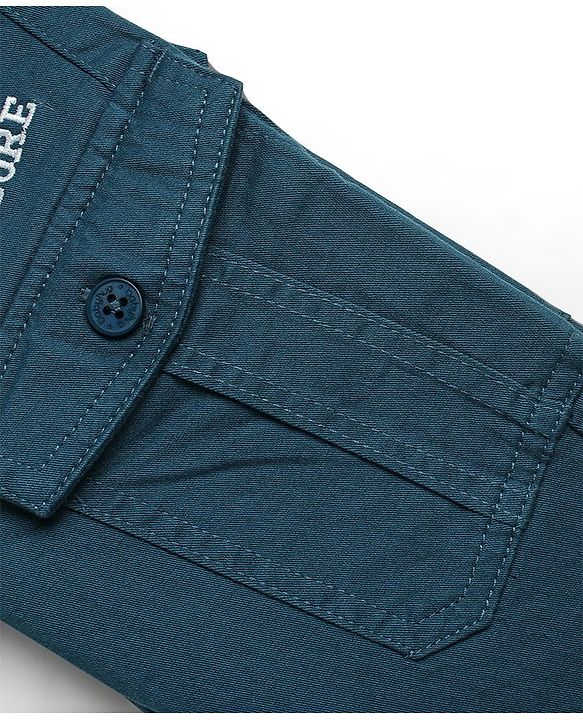 Babyhug  Woven Stretchable Pants With Text Embroidery - Navy
