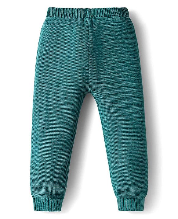 Babyhug 100% Cotton Knit Full Sleeves Front Open Sweater Set with Bear Patch & Cap - Teal Blue