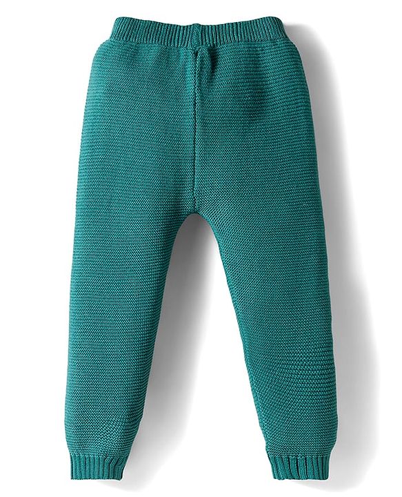 Babyhug 100% Cotton Knit Full Sleeves Front Open Sweater Set with Bear Patch & Cap - Teal Blue