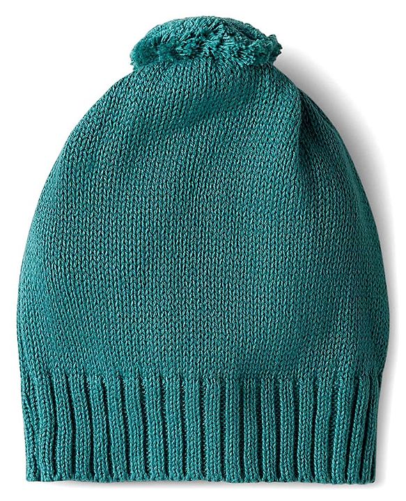 Babyhug 100% Cotton Knit Full Sleeves Front Open Sweater Set with Bear Patch & Cap - Teal Blue