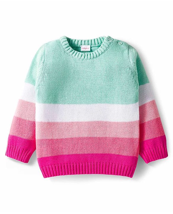 Babyhug Cotton Knit Full Sleeves Pullover Sweater Set with Cap & Color Block - Multicolor