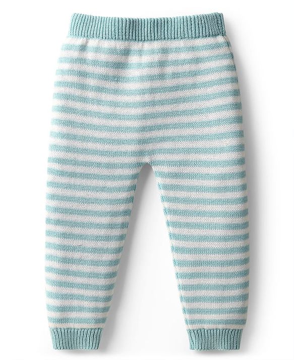 Babyhug Cotton Knit Full Sleeves Striped Sweater Set with Cap & Dear Design - Light Blue