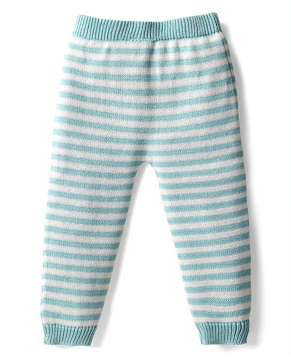Babyhug Cotton Knit Full Sleeves Striped Sweater Set with Cap & Dear Design - Light Blue