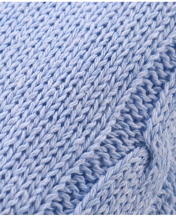 Babyhug Knit Full Length Fleece & Woollen Pant with Cable Knit Design Solid Colour - Blue