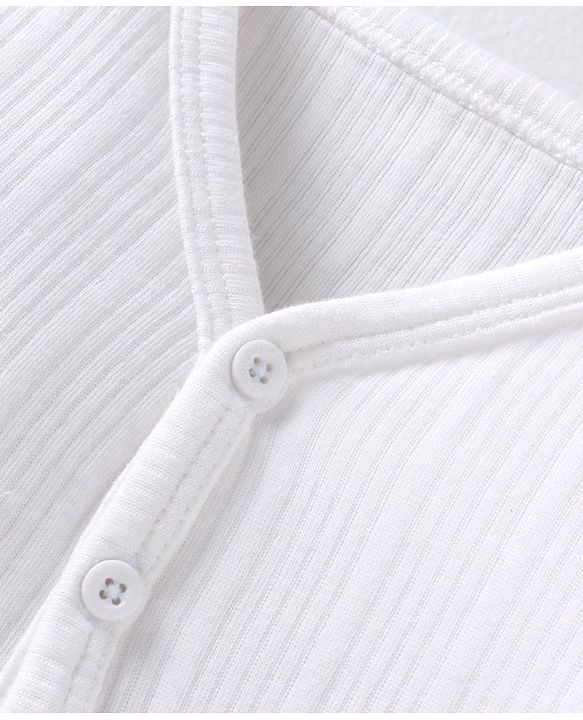 Babyhug Full Sleeves Solid Colour Front Open  Thermal Vest & Pant Set - Off White
