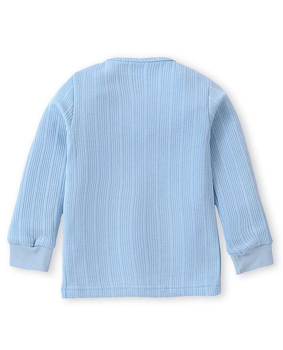 Babyhug Full Sleeves Solid Front Open Vest & Leggings Set - Blue