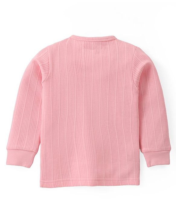 Babyhug Full Sleeves Solid Front Open Vest & Leggings Set - Pink