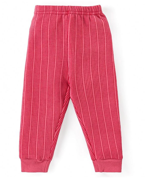 Babyhug Full Sleeves Front Open Thermal Wear Set - Coral