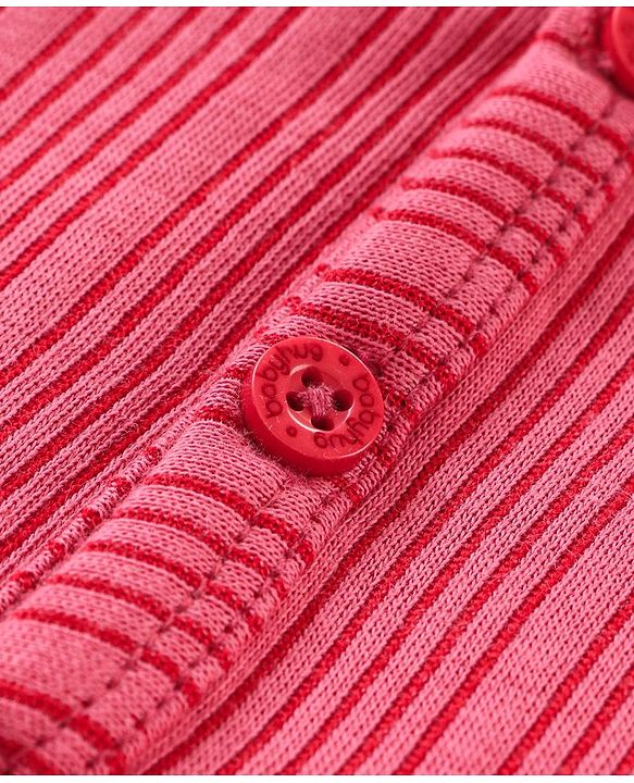 Babyhug Full Sleeves Front Open Thermal Wear Set - Coral