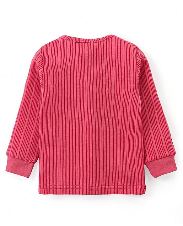 Babyhug Full Sleeves Front Open Thermal Wear Set - Coral