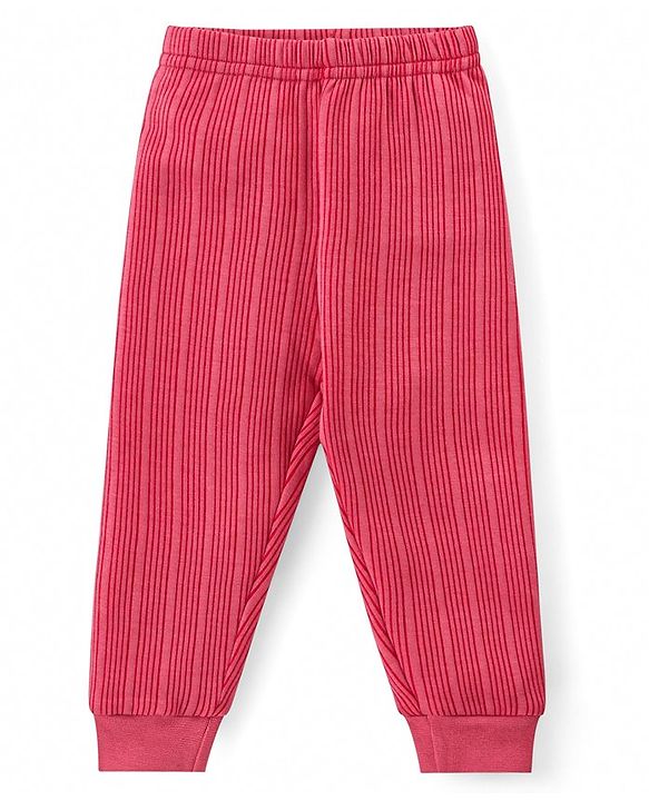 Babyhug Full Sleeves Front Open Thermal Wear Set - Coral