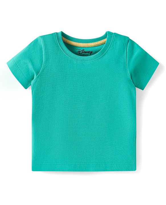 Babyhug Disney Cotton Knit Half Sleeves T-Shirt & Dungaree with Mickey Mouse Graphics - Navy Blue & Green