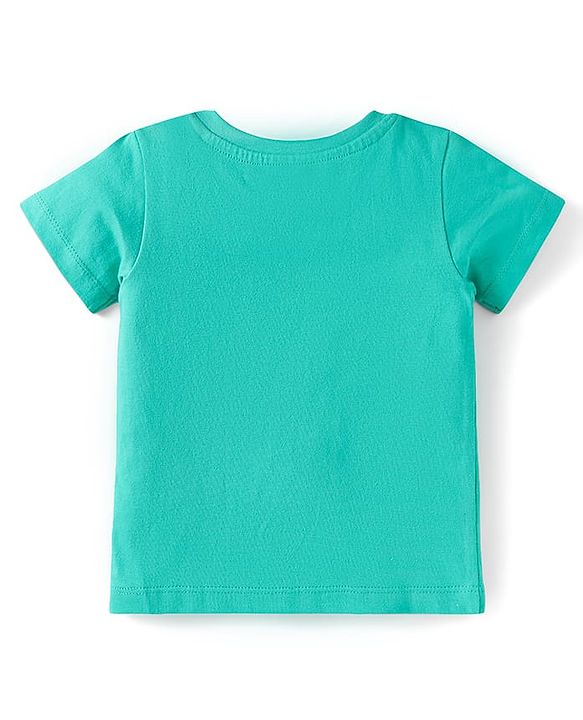 Babyhug Disney Cotton Knit Half Sleeves T-Shirt & Dungaree with Mickey Mouse Graphics - Navy Blue & Green