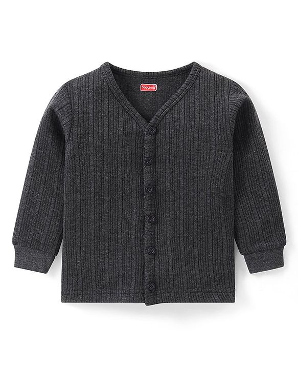 Babyhug Full Sleeves Front Open & Pullover Vest Combo Set Pack of 2 - Dark Grey