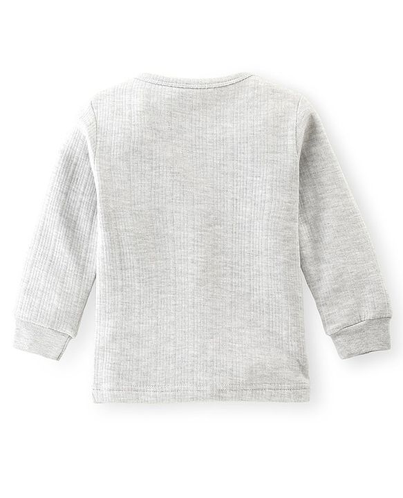 Babyhug Full Sleeves Thermal Front Open & Pullover Thermal Vest Solid Colour Pack Of 2 - Light Grey