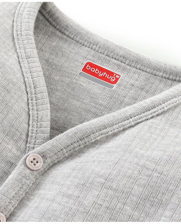 Babyhug Full Sleeves Thermal Front Open & Pullover Thermal Vest Solid Colour Pack Of 2 - Light Grey