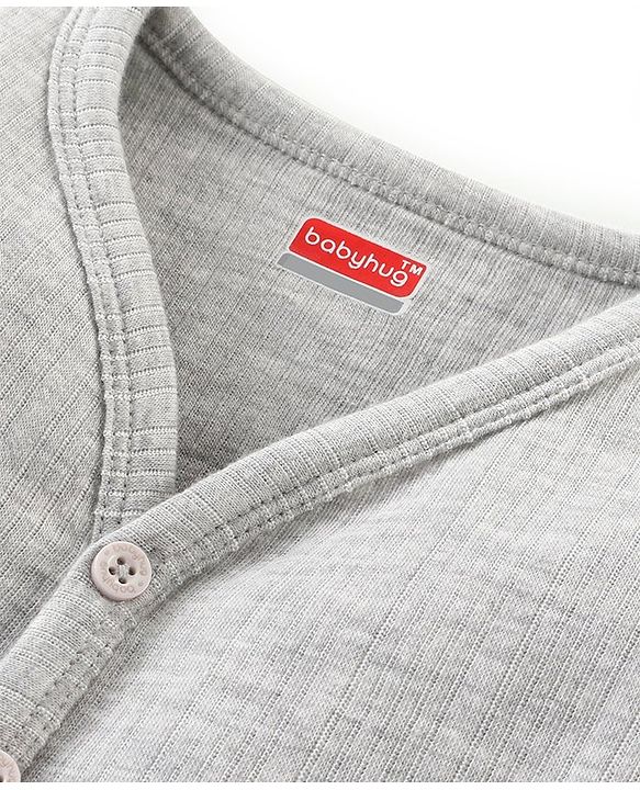 Babyhug Full Sleeves Thermal Front Open & Pullover Thermal Vest Solid Colour Pack Of 2 - Light Grey