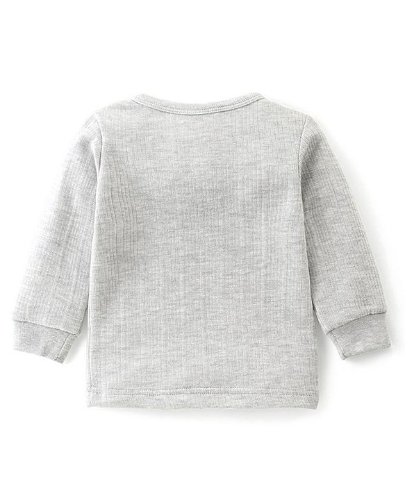Babyhug Full Sleeves Thermal Front Open & Pullover Thermal Vest Solid Colour Pack Of 2 - Light Grey