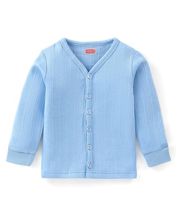 Babyhug Full Sleeves Pullover & Front Open Thermal Vests Pack of 2 - Sky Blue