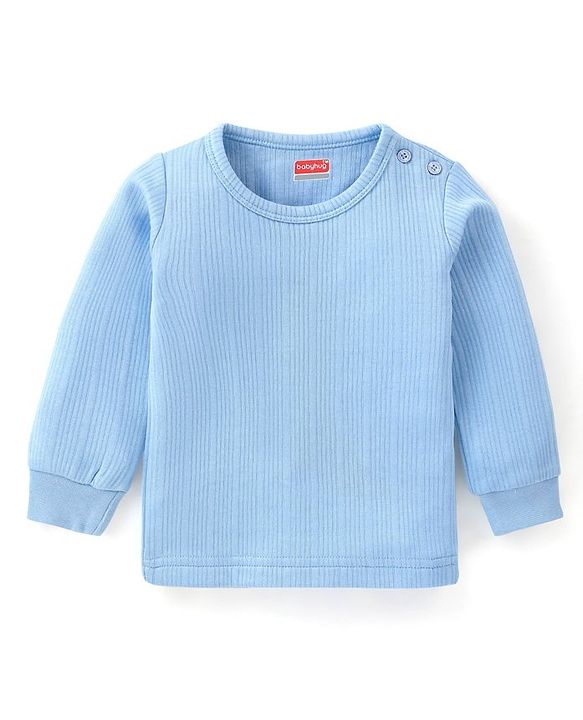 Babyhug Full Sleeves Pullover & Front Open Thermal Vests Pack of 2 - Sky Blue