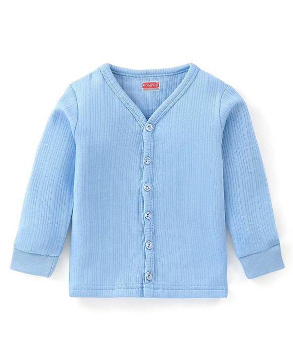 Babyhug Full Sleeves Pullover & Front Open Thermal Vests Pack of 2 - Sky Blue