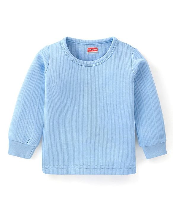 Babyhug Full Sleeves Pullover & Front Open Thermal Vests Pack of 2 - Sky Blue