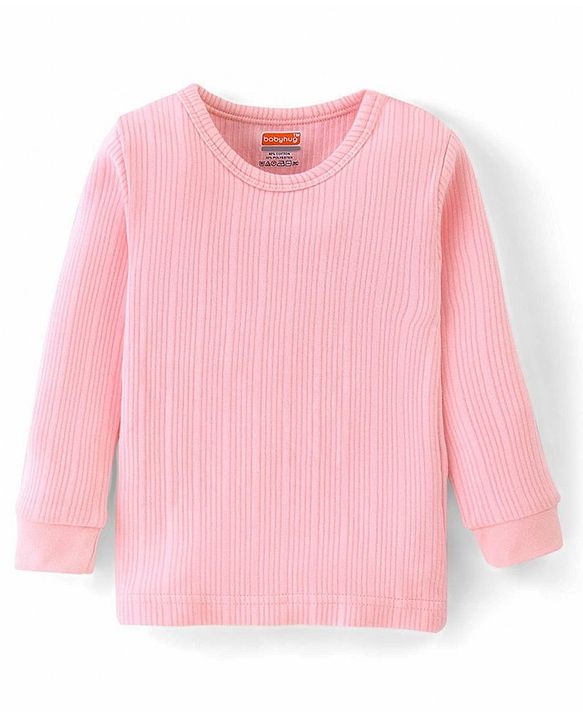 Babyhug Full Sleeves Thermal Front Open & Pullover Thermal Vest Solid Colour Pack Of 2 - Pink