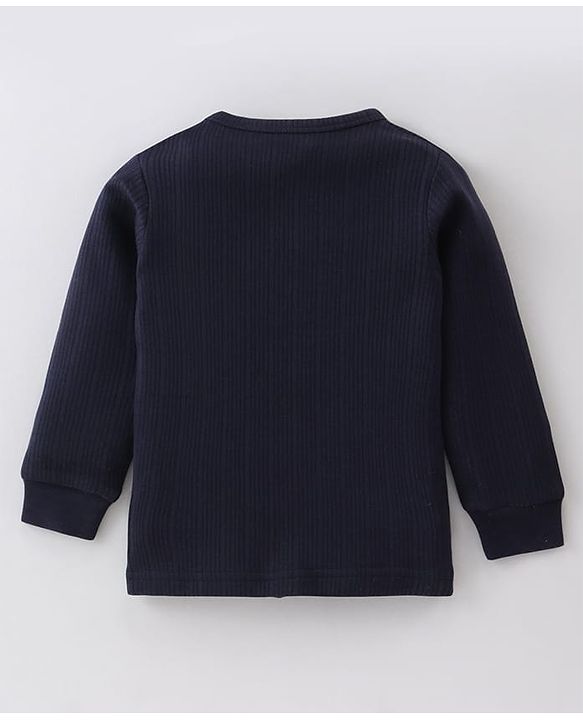 Babyhug Pullover Full Sleeve Solid Colour Thermal Vests Pack of 2 - Navy