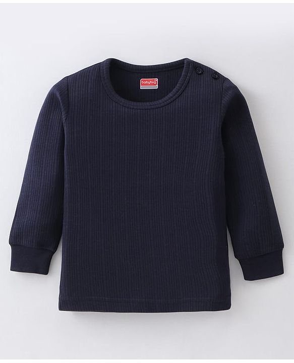 Babyhug Pullover Full Sleeve Solid Colour Thermal Vests Pack of 2 - Navy