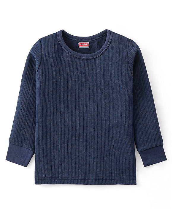 Babyhug Pullover Full Sleeve Solid Colour Thermal Vests Pack of 2 - Navy