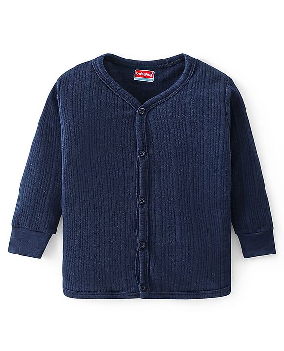 Babyhug Pullover Full Sleeve Solid Colour Thermal Vests Pack of 2 - Navy