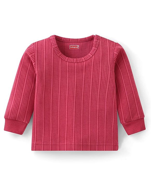Babyhug Full Sleeves Front Open & Pullover Thermal Vests with Solid Colour Pack of 2 - Maroon
