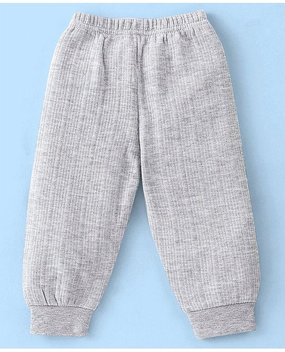Babyhug Full Sleeves Thermal Vests & Pant Set - Light Grey