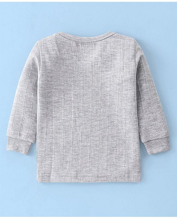 Babyhug Full Sleeves Thermal Vests & Pant Set - Light Grey
