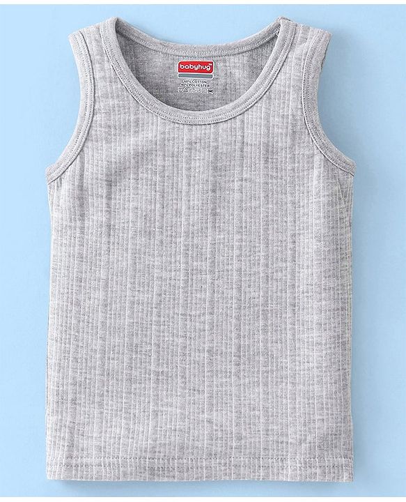 Babyhug Full Sleeves Thermal Vests & Pant Set - Light Grey