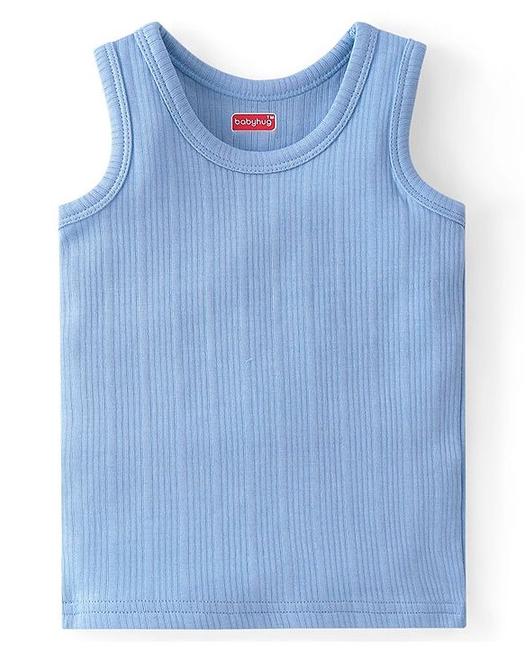 Babyhug Full Sleeves Solid Thermal Vests & Pant Set of 3 - Blue