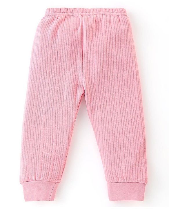 Babyhug Full Sleeves Solid Thermal Vests & Pant Set of 3 - Pink