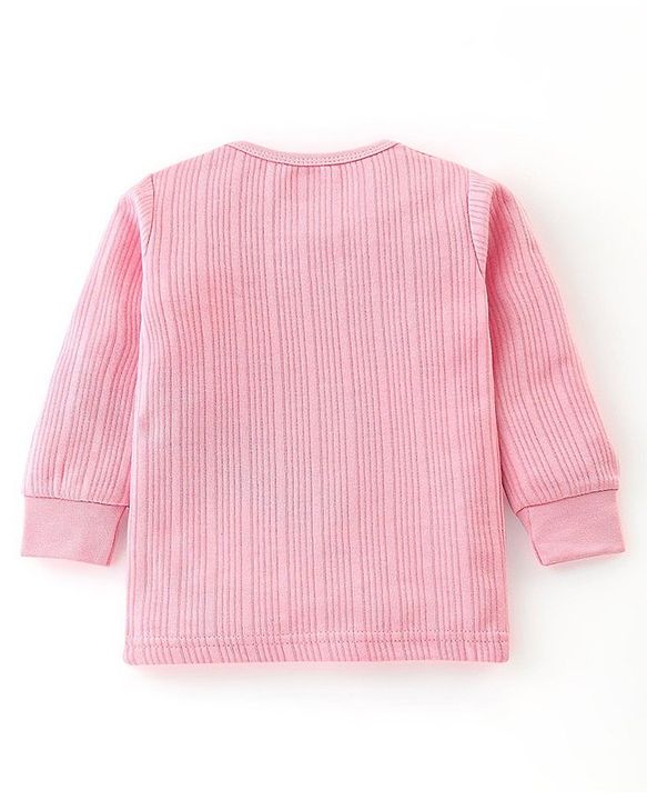 Babyhug Full Sleeves Solid Thermal Vests & Pant Set of 3 - Pink