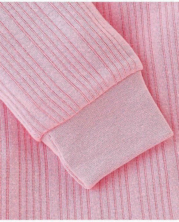 Babyhug Full Sleeves Solid Thermal Vests & Pant Set of 3 - Pink