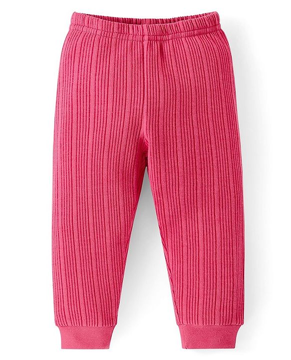 Babyhug Full Sleeve & Sleeveless Solid Thermal Vests & Pant - Coral