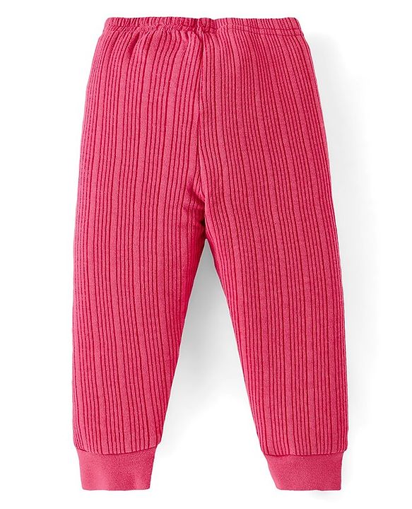 Babyhug Full Sleeve & Sleeveless Solid Thermal Vests & Pant - Coral